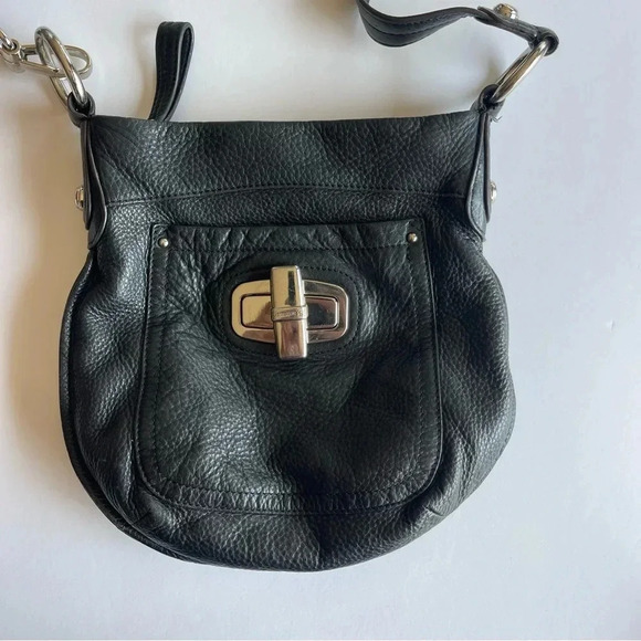 B MAKOWSKY Black Leather Crossbody with Silver Hardware - Preowned - Picture 8 of 12